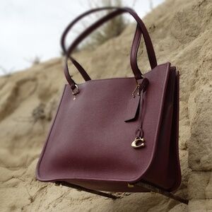 Coach Maroon Pebbled Leather Tyler Carryall Tote Purse